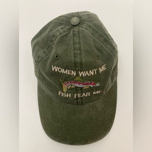 Women Want Me Fish Fear Me Embroidered Hat